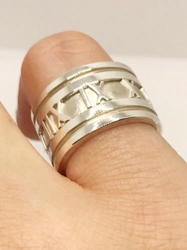【TIFFANY & CO.】Size6.5/Vintage Atlas Band Tiffany & Co Vintage Atlas Wide Band Sterling Silver – Gems